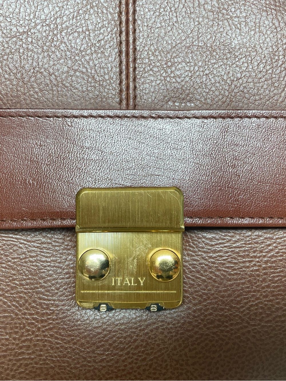 Vintage Le Lepidus Brown Briefcase Shoulder Bag Italy Hardware